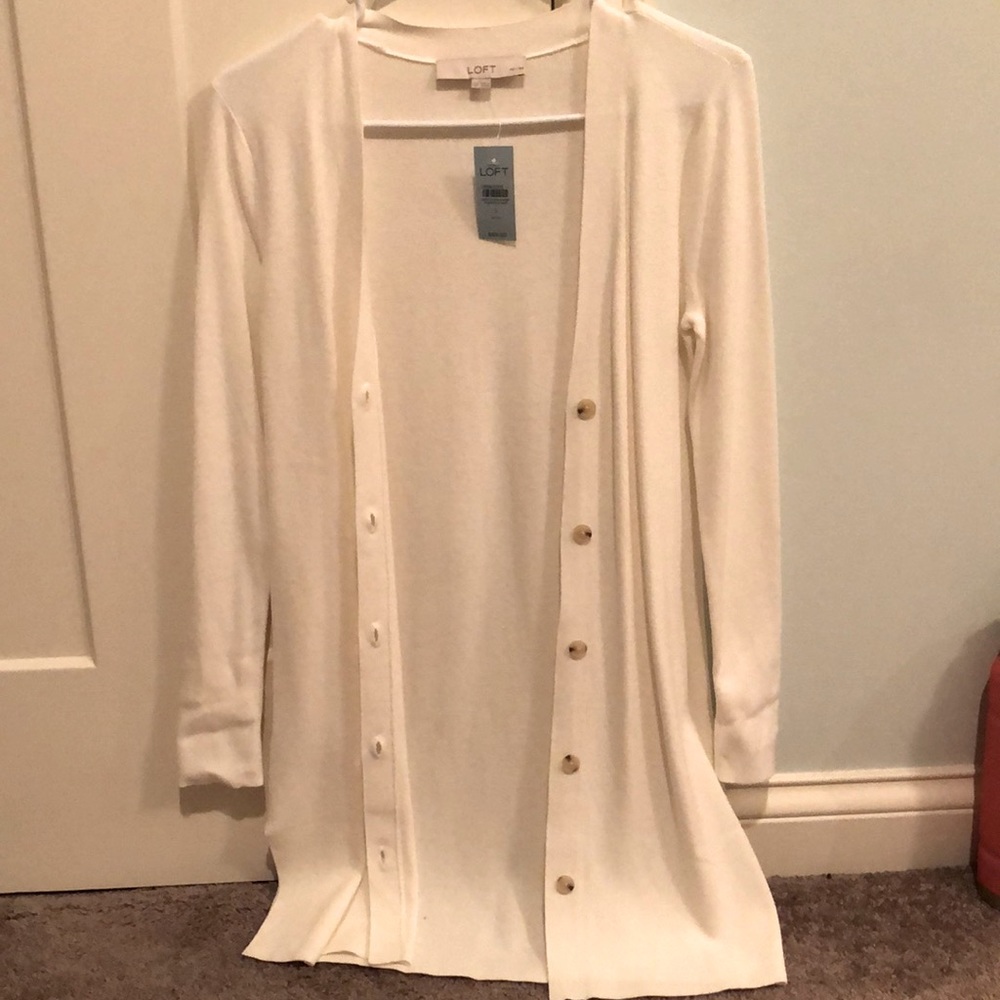 NWT LOFT Petite Ribbed V Neck Cardigan